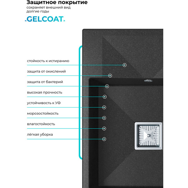Кухонная мойка Polygran Blade 660 (черный)