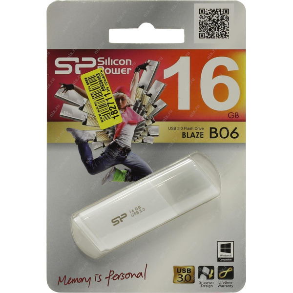 USB Flash Silicon-Power Blaze B06 White 16GB (SP016GBUF3B06V1W)