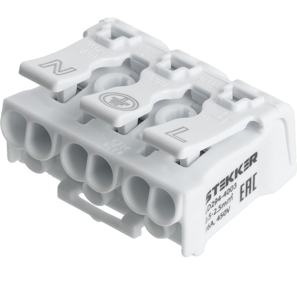 Монтажная пружинная клемма для подключения фазных проводников 3 полюса без крепления Feron LD294-4003 32734