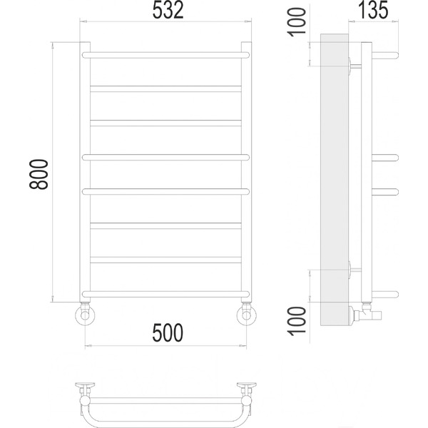 Полотенцесушитель TERMINUS Евромикс П8 500x800 нп (хром)