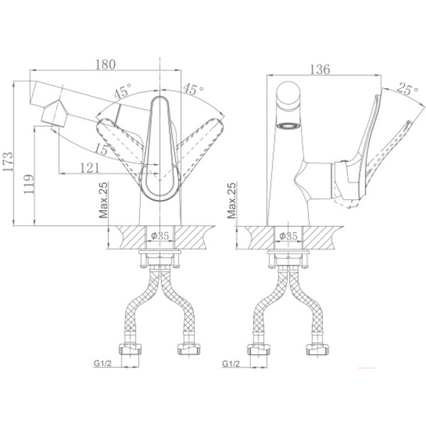 Смеситель для умывальника A-Five A5-0226