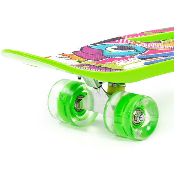 Доска роликовая Полесье 89540 (65 см) светло-зелёная с наклейкой и зелёными колёсами