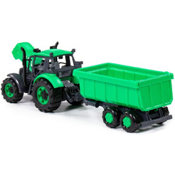 Трактор Полесье Прогресс с прицепом инерционный (зелёный) 91284