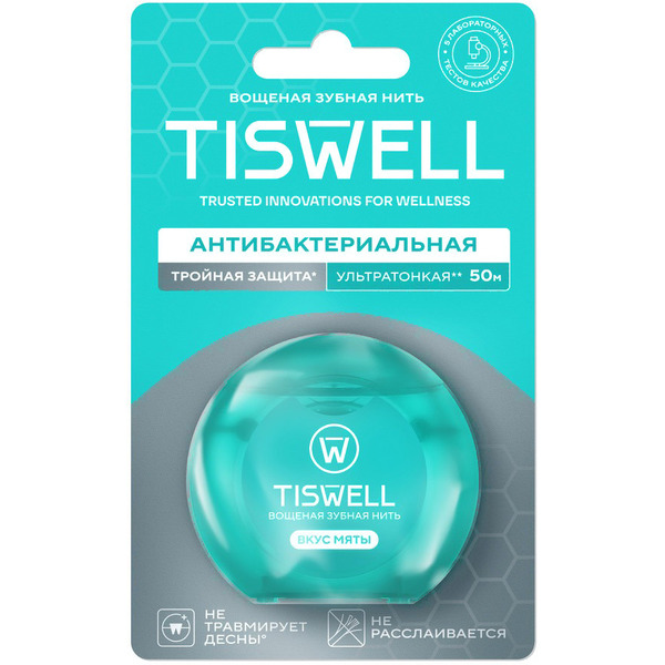 Зубная нить Tiswell с мятным вкусом (50м)