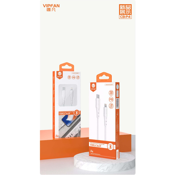 Кабель VIPFAN P04 Type-C-Lightning 3A 1 м (белый)