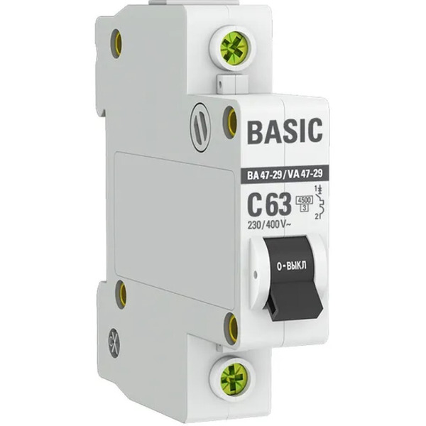Выключатель автоматический EKF Basic ВА 47-29 1P 63А (C) 4,5кА