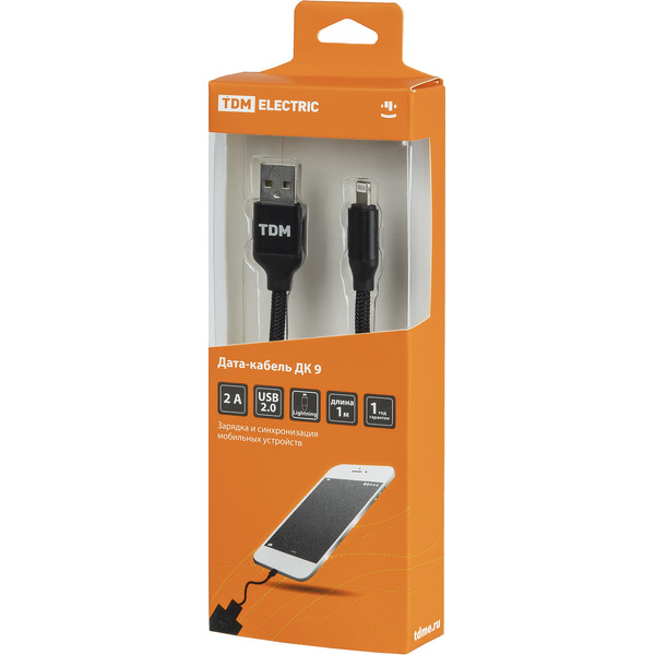 Кабель TDM Electric USB Type-A - Lightning SQ1810-0309 (1 м, черный)