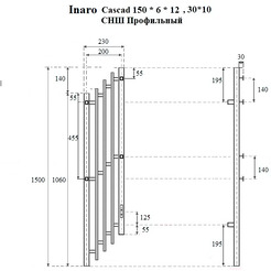 Полотенцесушитель электрический Маргроид Ferrum Inaro Cascade СНШ Профильный 120x5 (черный матовый, таймер справа)