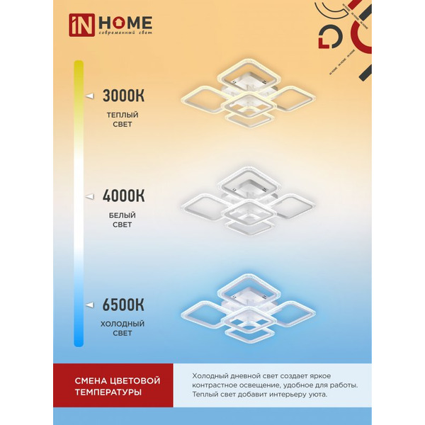 Светильник светодиодный IN HOME ELEGANT ARIS-W-BG (4690612043258)