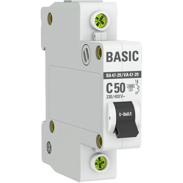 Выключатель автоматический EKF Basic ВА 47-29 1P 50А (C) 4,5кА