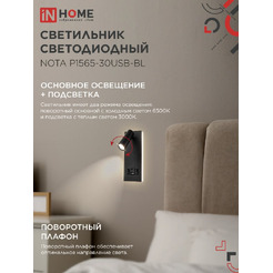 Светильник светодиодный IN HOME NOTA P1565-30USB-BL (4690612060187)