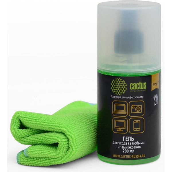 Чистящий набор Cactus CS-S3004BL для экранов и оптики (салфетка + гель, 200 мл)