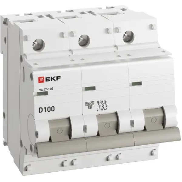 Выключатель автоматический EKF PROxima ВА 47-100 3P 100А (D) 10kA