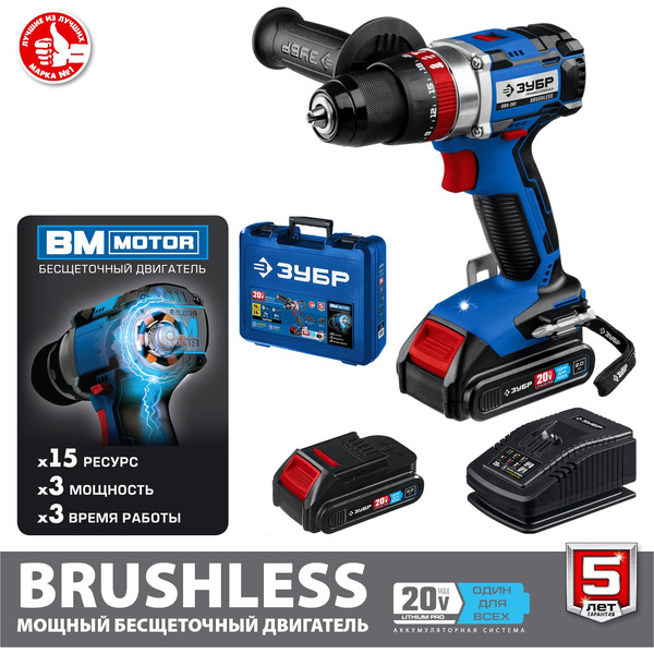 Дрель-шуруповерт Зубр Профессионал DBS-201-22 (с 2-мя АКБ, кейс)