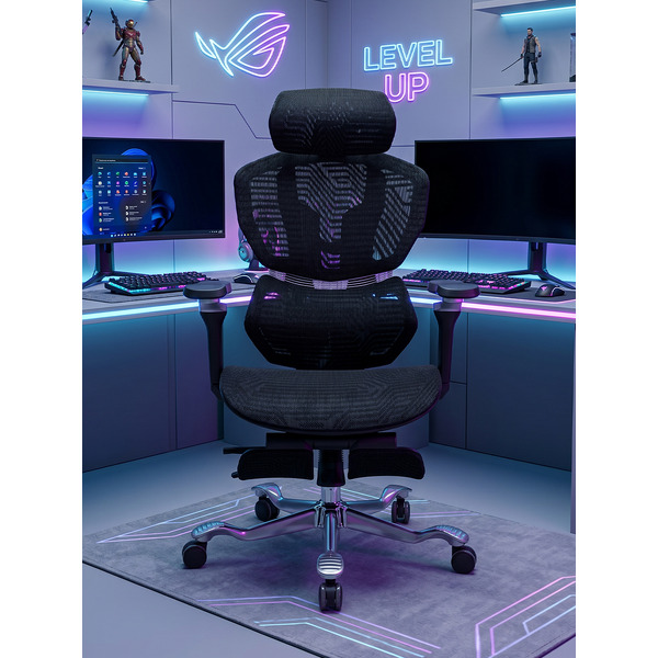 Игровое кресло myroo Game Assassin с подножкой Black (A2512W-BL)