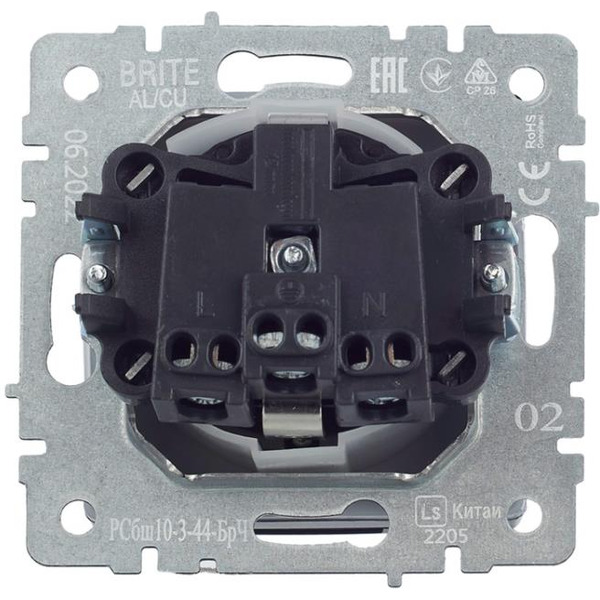 Розетка IEK Brite РСбш10-3-44-БрЧ