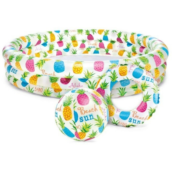 Надувной бассейн Intex Ананас 59469 с кругом (51 см) и мячом (51 см)