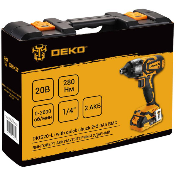 Винтоверт Deko DKIS20-Li Set 063-4392 (с 2-мя АКБ, кейс)