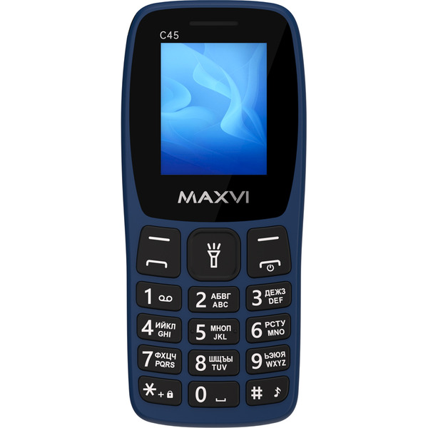 Кнопочный телефон Maxvi C45 + ЗУ WC-112 (синий)