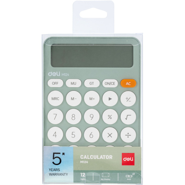 Калькулятор Deli EM124 (зеленый)
