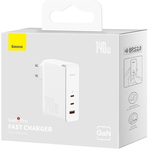 Сетевое зарядное устройство Baseus GaN5 Pro Fast Charger 2C+U 140W CCGP100202 White