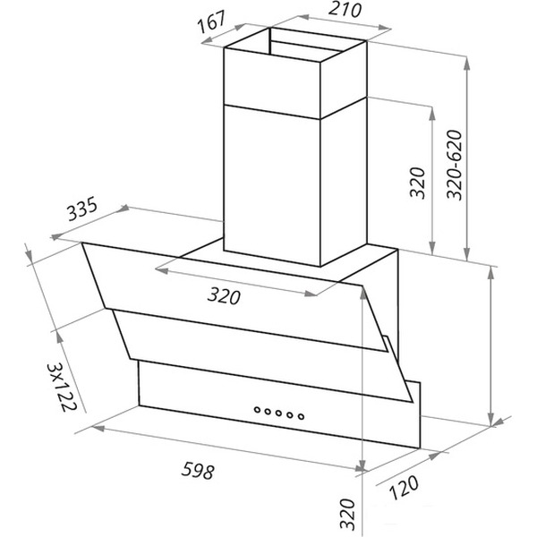 Кухонная вытяжка MAUNFELD Cascada Mini 60 (слоновая кость/стекло)