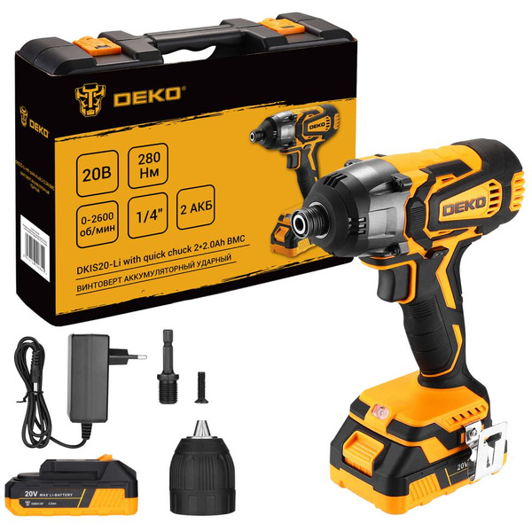 Винтоверт Deko DKIS20-Li Set 063-4392 (с 2-мя АКБ, кейс)