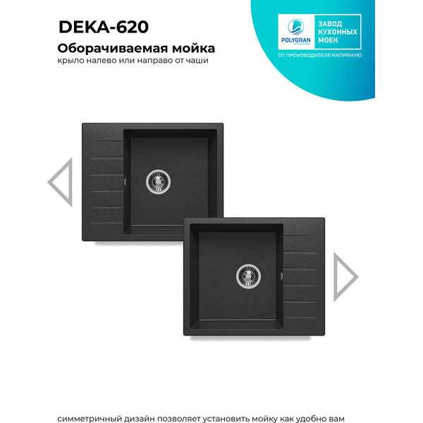Кухонная мойка Polygran Deka 600 (черный)