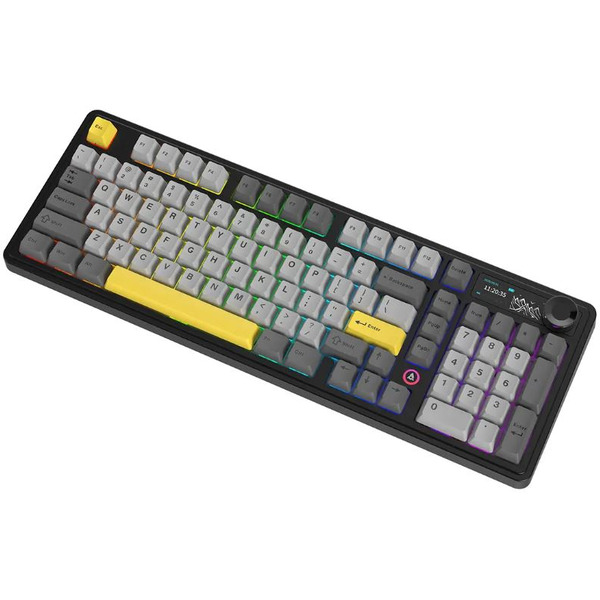 Компьютерная клавиатура AJAZZ AK980 V2 (черно-серая с желтым)