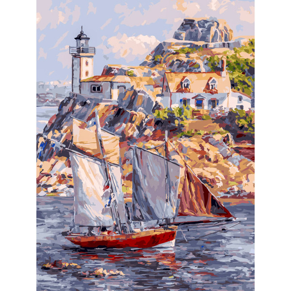 Картина по номерам Белоснежка Франция. Бретань. Карантек 351-AS