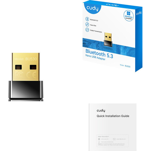 Адаптер USB Bluetooth CUDY BU530 (Bluetooth 5.3 Nano USB Adapter)