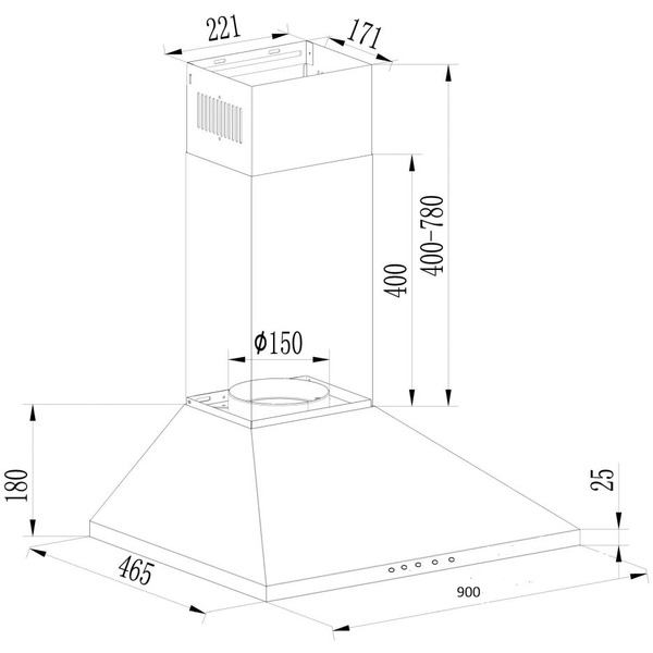 Кухонная вытяжка Schtoff V3-T900 X (нержавеющая сталь)