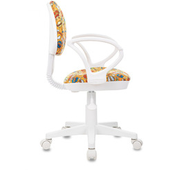 Кресло детское Бюрократ KD-3/WH/ARM (ткань, оранжевый бэнг,корпус белый)