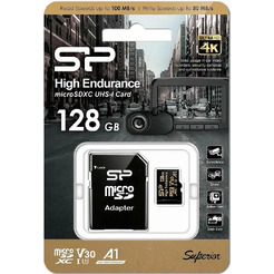Карта памяти Silicon-Power Golden Series High Endurance microSDXC SP128GBSTXDV3V1HSP 128GB (с адаптером)