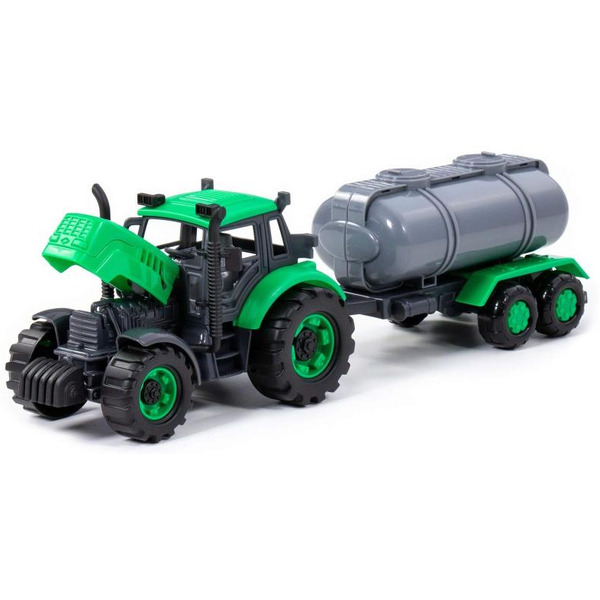 Трактор Полесье Прогресс с прицепом-цистерной инерционный (зелёный) 94636