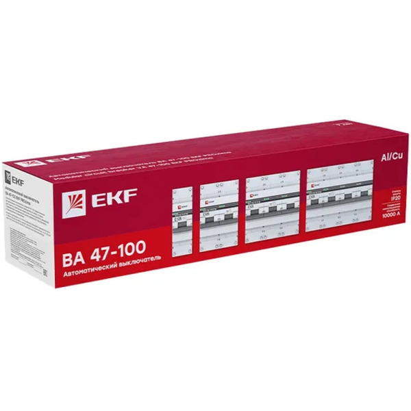 Автоматический выключатель EKF Basic ВА 47-100 1P 10А (C) 10kA