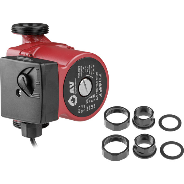 Насос циркуляционный AV Engineering AVE-Titan-RS25-40-130 (AVE118T002) с гайками