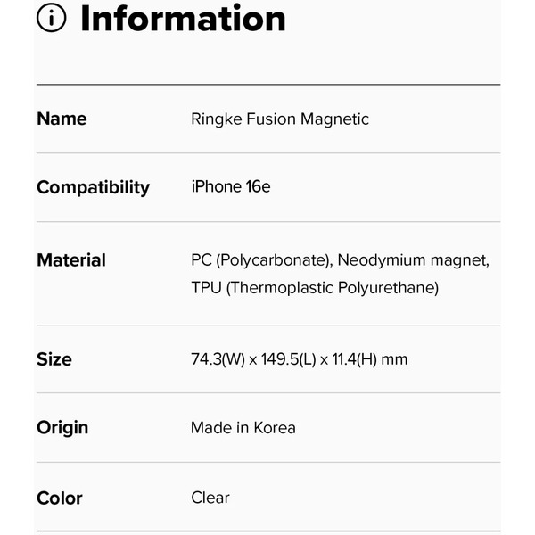 Чехол Ringke FUSION MAGNETIC для iPhone 16e CLEAR