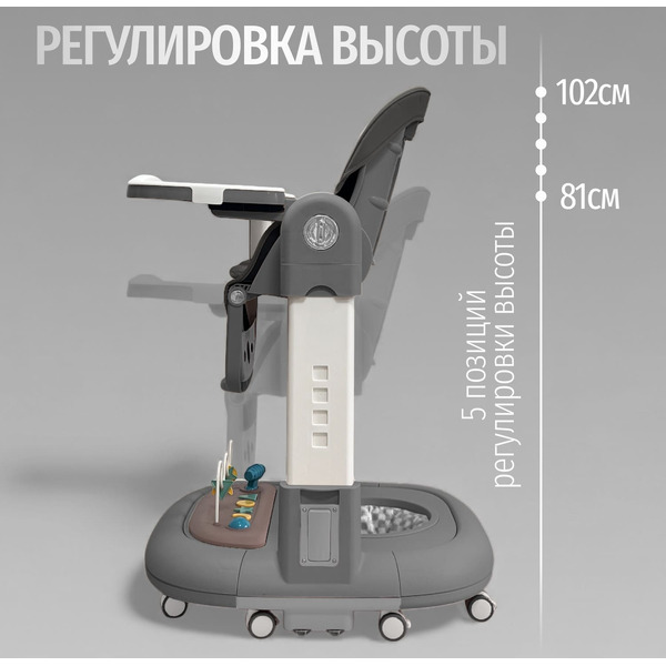 Стульчик для кормления Bubago William BG 193-2 (Серый)