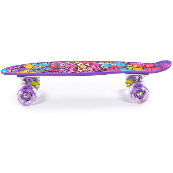 Доска роликовая Полесье 89625 (56 см) фиолетовая с наклейкой и фиолетовыми колёсами