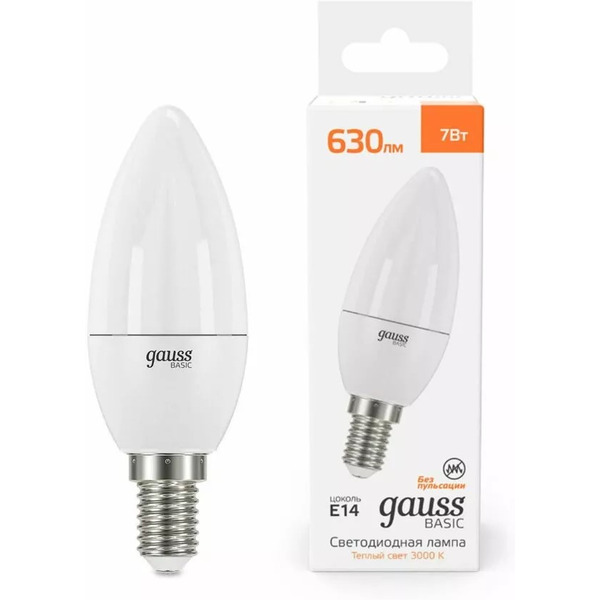 Светодиодная лампочка Gauss Elementary Basic E14 7W 3000K 10301172
