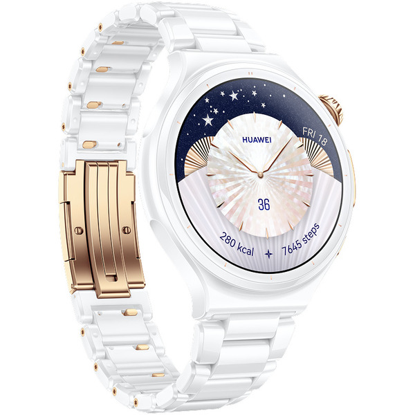 Умные часы Huawei Watch 6 Pro 43 мм LEB-AL10 (белый, с белым керамическим браслетом)