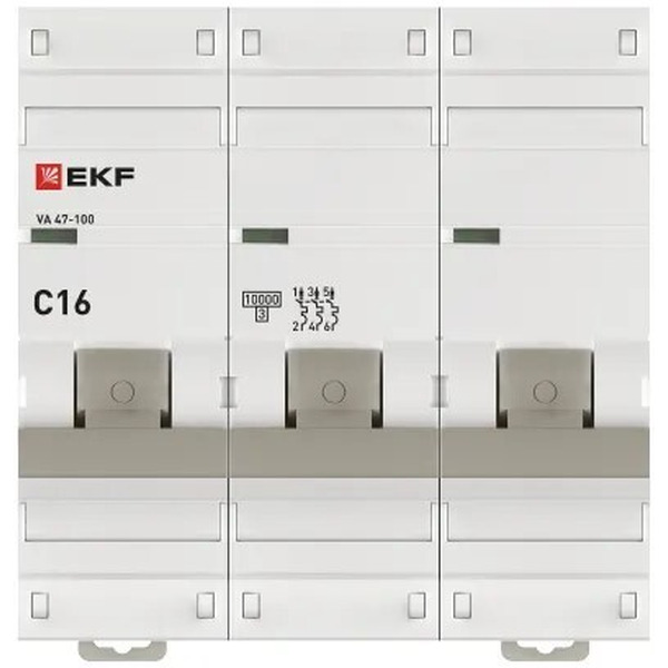Выключатель автоматический EKF PROxima 3P 16А (C) 10kA ВА 47-100