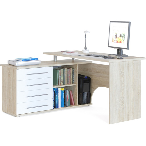 Компьютерный стол Сокол-Мебель КСТ-109 левый (дуб сонома/белый)