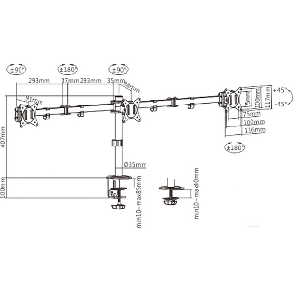 Кронштейн для монитора Gembird MA-D3-01