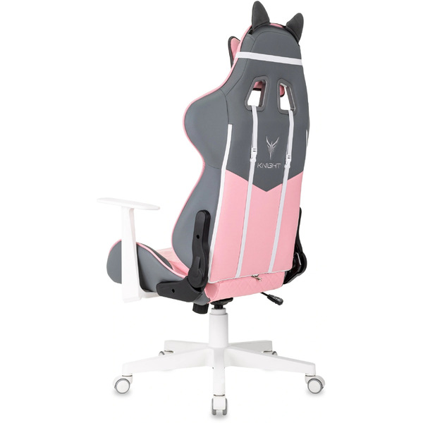 Кресло игровое Бюрократ Knight Catzy (экокожа, серый/розовый)