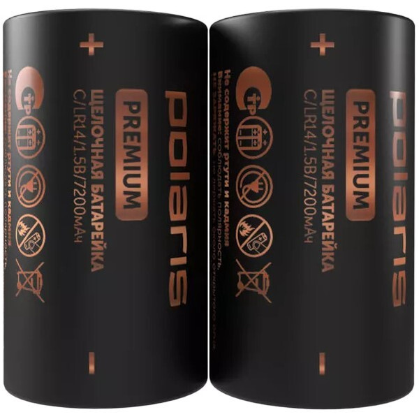 Батарейки щелочные Polaris PB LR14 (С) (2шт) Premium