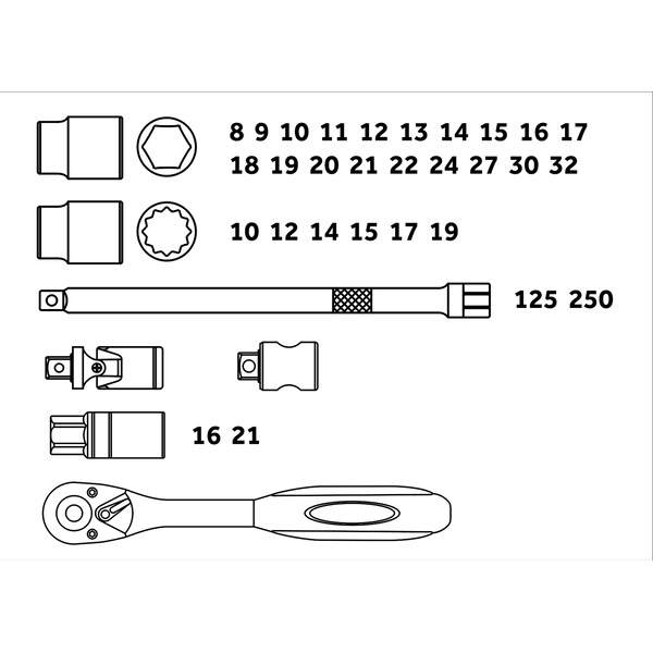 Набор головок 1/2 PRO STARTUL (PRO-032) 8-32мм 32предм.