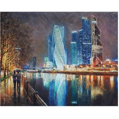 Картина по номерам ОСТРОВ СОКРОВИЩ «Магия неоновых огней. Москва-сити» 662890