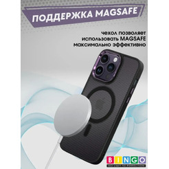 Чехол-накладка Bingo Metal Magnetic Carbon для Apple iPhone 13 (фиолетовый)